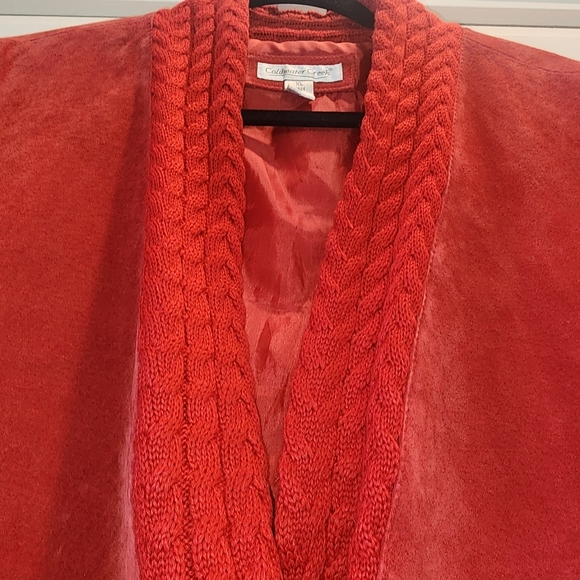 Coldwater Creek Red Leather Jacket with Braided Detail - Picture 5 of 8